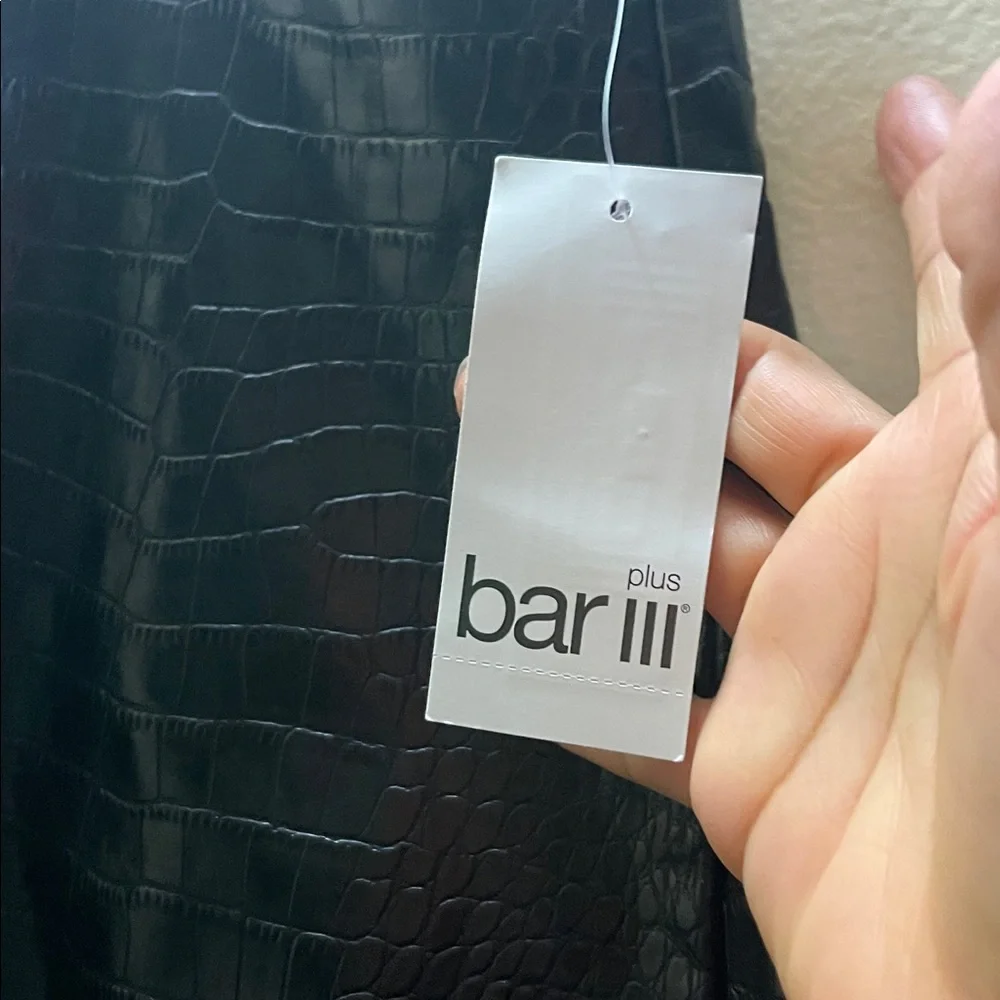 Bar lll Plus Size Crocodile Faux-Leather Mini Skirt